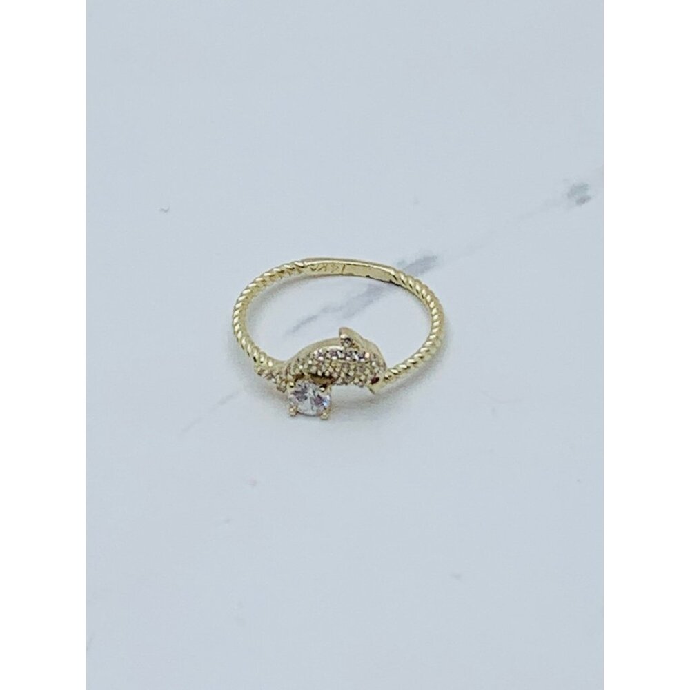 14k Solid Gold Women’s Ring Size 8 Dolphin - image 3